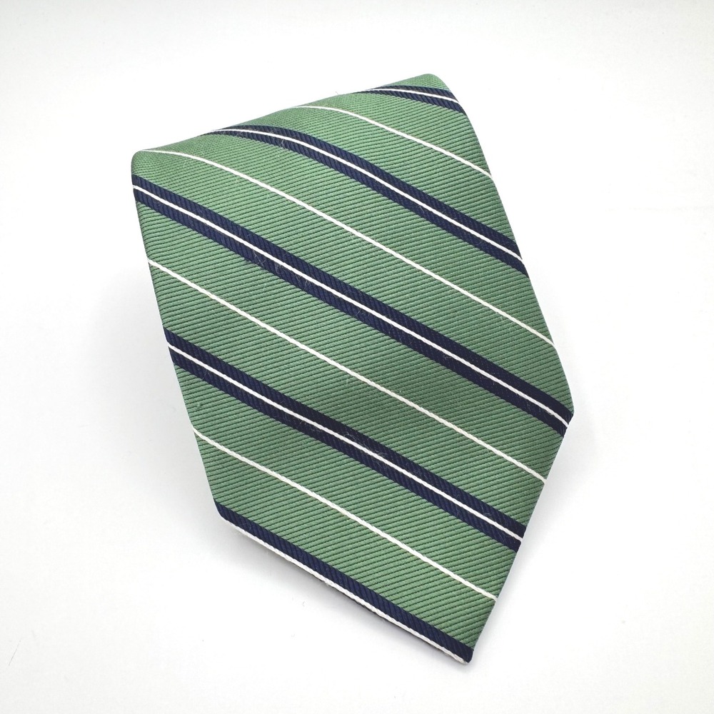 Brooks Brothers 346 Tie Men's 60" Green Navy White Striped Silk Stain Resistant